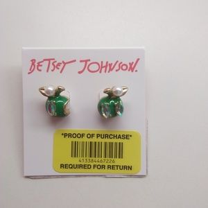 Betsey Johnson New Green Apple Earrings